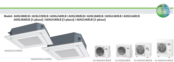 Fujitsu Air Conditioning AIRSTAGE AUXG18KRLB AOEG18KBTB Circular Flow Cassette 5Kw/18000Btu 1Ph