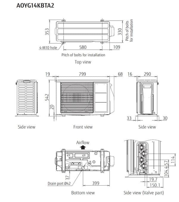 Fujitsu Air Conditioning AOYG18KBTA2 Multi 2 x ARXG07KLLAP 2Kw/7000Btu Ducted A++ R32 240V~50Hz