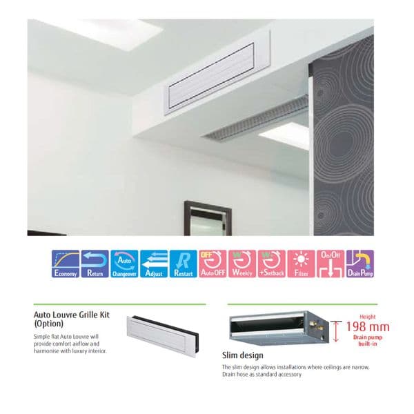 Fujitsu Air Conditioning AOYG36KBTA5 Multi 5 x ARXG09KLLAP 2.5Kw/9000Btu Ducted A++ R32 240V~50Hz