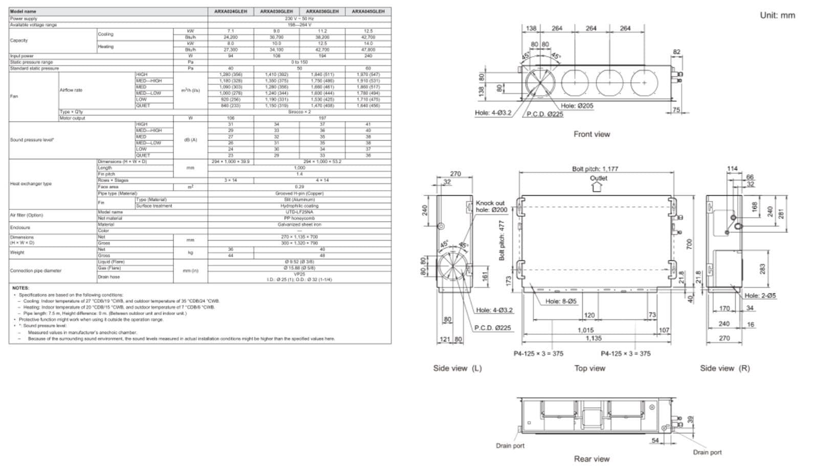 Fujitsu Air conditioning ARXA030GLEH VRF Medium Static Pressure Ducted ...