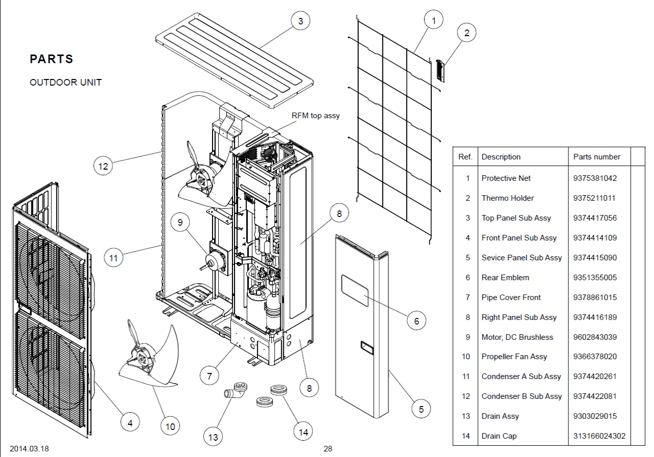 Fujitsu Air Conditioning Spare Part 9602843039 Replacement Outdoor Fan