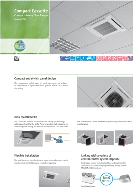 Fujitsu AIRSTAGE AUXG18KVLA AOEG18KBTB Compact Cassette Air Conditioning R32 A++ Install Kit