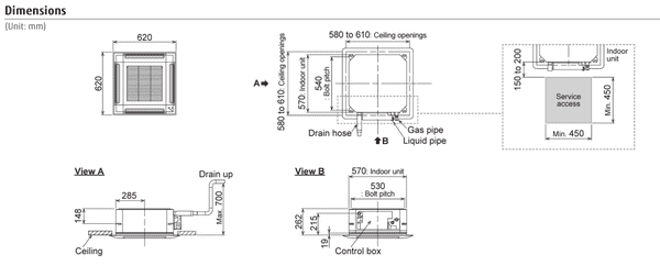 Fujitsu AIRSTAGE AUXG24KVLA AOEG24KBTB Compact Cassette Air Conditioning R32 A++ 7kW/24000Btu