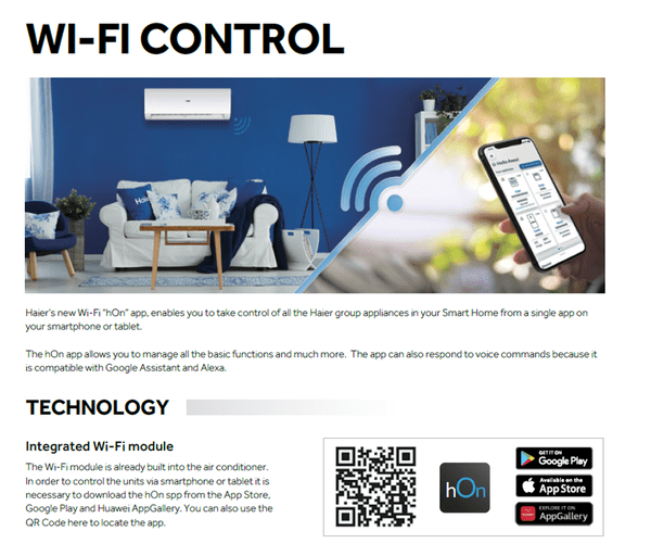 Haier Air Conditioning TIDE AS50THMHRA-C 1U50YEFFRA-C Wall R32 Heat Pump Wi-Fi 5Kw/18000Btu A++
