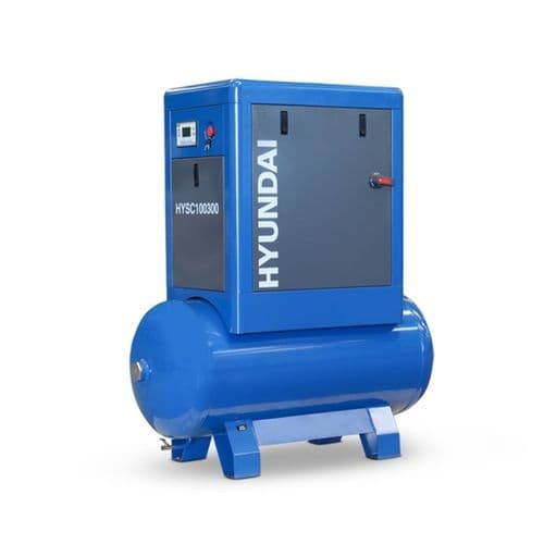 Hyundai Digital 300L Tank Screw Air Compressor HYSC100300 Sound Reduction Canopy 10Hp 415V~50Hz