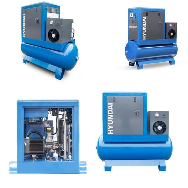 Hyundai Digital 350L Tank Screw Air Compressor HYSC100350D Sound Reduction Air Dryer 10Hp 415V~50Hz