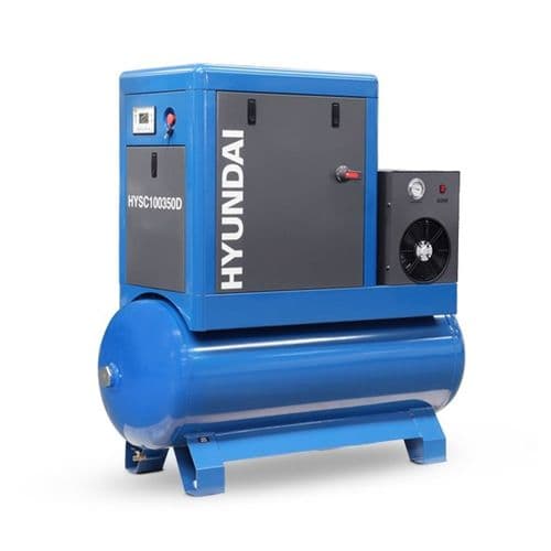 Hyundai Digital 350L Tank Screw Air Compressor HYSC100350D Sound Reduction Air Dryer 10Hp 415V~50Hz