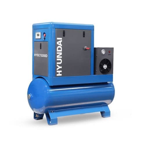 Hyundai Digital 350L Tank Screw Air Compressor HYSC75350D Sound Reduction Air Dryer 7.5Hp 415V~50Hz