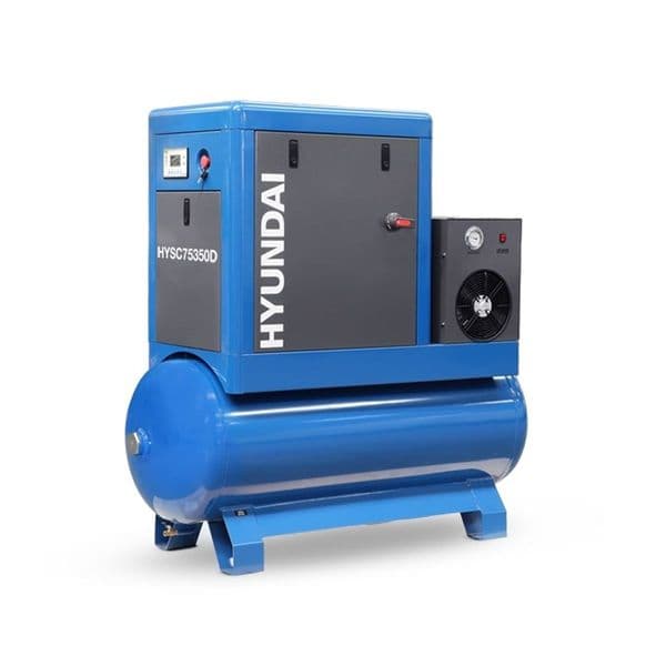 Hyundai Digital 350L Tank Screw Air Compressor HYSC75350D Sound Reduction Air Dryer 7.5Hp 415V~50Hz