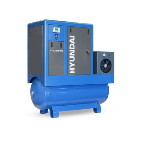 Hyundai Digital 500L Tank Screw Air Compressor HYSC150500D Sound Reduction Dryer 15Hp 415V~50Hz