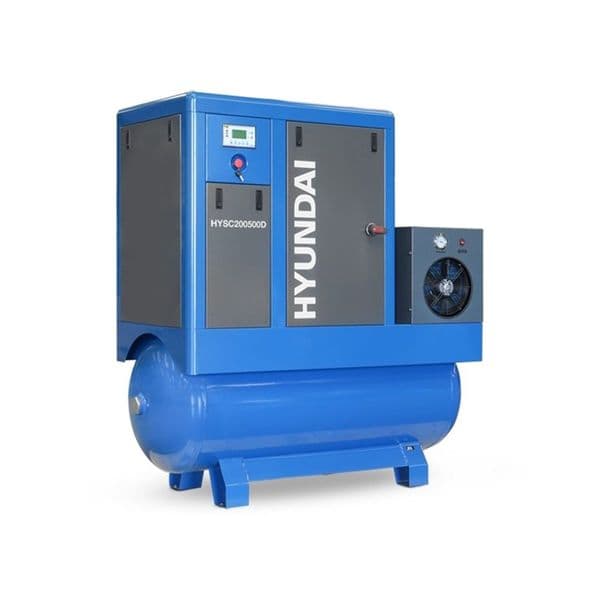Hyundai Digital 500L Tank Screw Air Compressor HYSC200500D Sound Reduction Air Dryer 20Hp 415V~50Hz