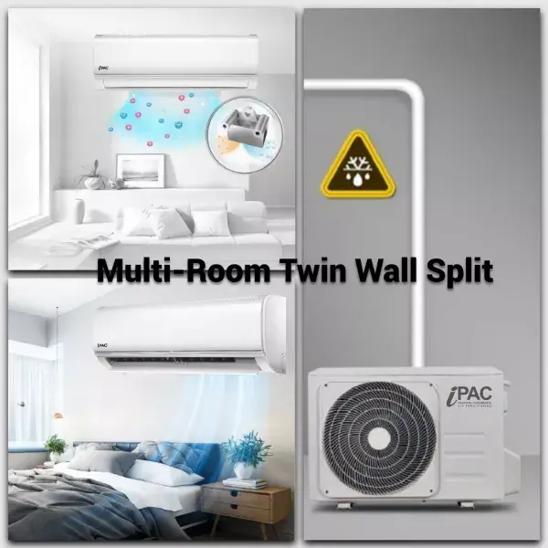iPac Air Conditioning iPAC-27-MOU 7Kw Outdoor 2 x iPAC-18WS-IN 5kW Wall Mounted Kit