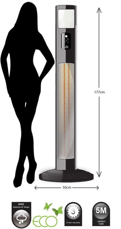 Jupiter Infrared Free Standing Electric Patio Heaters with Spot light And Zipped Weatherproof Cover 3kW 240V~50hZ