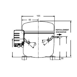 L'Unite Hermetique AE1410Y LBP R134a/R49 Compressor Tubed 240V~50Hz