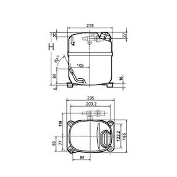 L'Unite Hermetique AEZ4425Y HBP R134a/R49 Compressor Tubed 240V~50Hz
