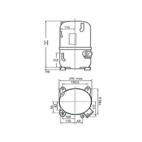 L'Unite Hermetique AZ1335Y LBP R134a/R49 Compressor Tubed/Rotalock 240V~50Hz