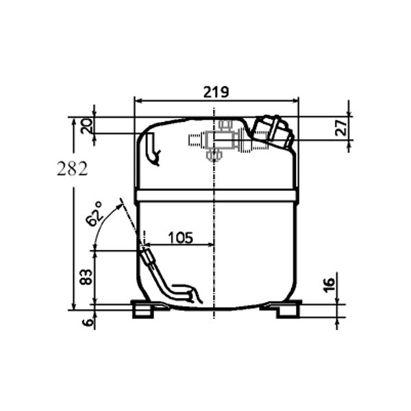 L'Unite Hermetique CAJ4511Y HBP R134a/R49 Compressor Tubed/Rotalock 240V~50Hz