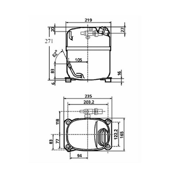 L'Unite Hermetique FH4531Z HBP R22/R404A Compressor Tubed/Rotalock 240V~50Hz