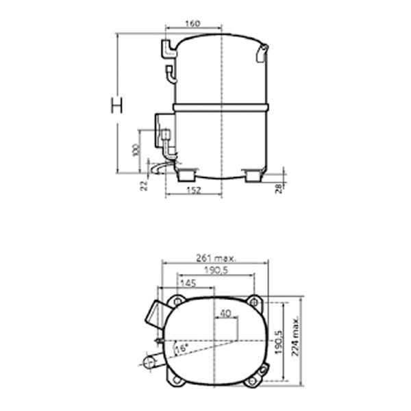 L'Unite Hermetique TAG4528Y HBP R134a/R49 Compressor Tubed/Rotalock 415V~50Hz