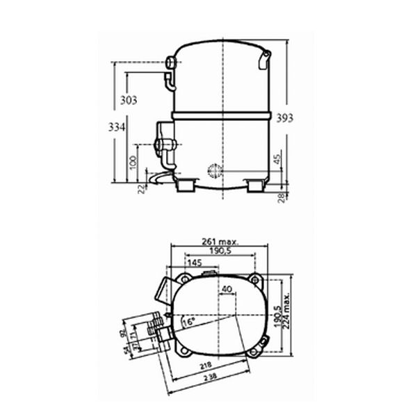 L'Unite Hermetique TAG4568Z HBP R22/R404A Compressor Tubed/Rotalock 415V~50Hz