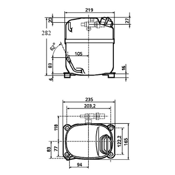 L'Unite Hermetique TAJ4519Z HBP R22/R404A Compressor Tubed/Rotalock 415V~50Hz