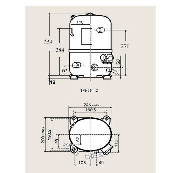 L'Unite Hermetique TFH2511Z LBP R404A Compressor Tubed/Rotalock 415V~50Hz