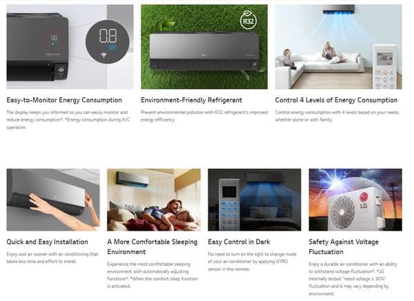 Lg Air Conditioning ArtCool Mirror AC18BK-NSK Wall Heat Pump 5kw/18000Btu R32 A++ 240V~50Hz