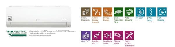 Lg Air Conditioning PC18.NSK Wall Mounted Heat Pump Standard Inverter 5Kw/18000Btu A++ R32 240V~50Hz