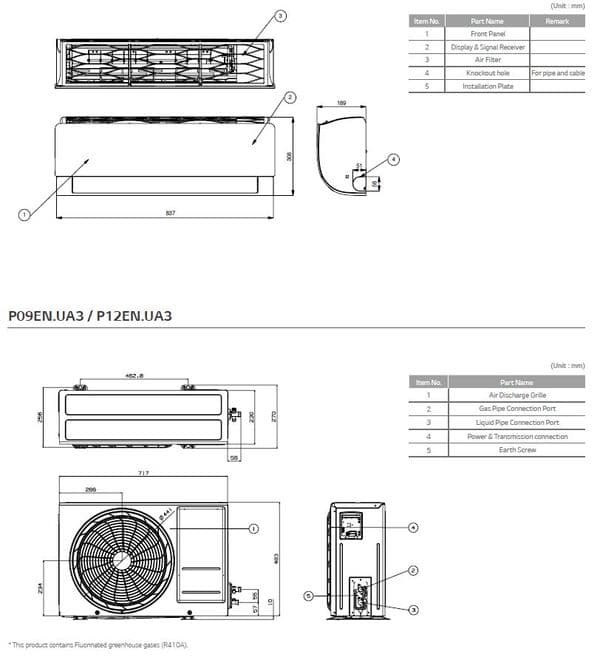 Lg Air Conditioning PC18.NSK Wall Mounted Heat Pump Standard Inverter 5Kw/18000Btu A++ R32 240V~50Hz