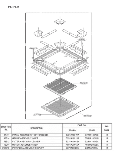 Lg Air Conditioning Spare Part 5231A10012A Filter Assembly Air Cleaner 152312