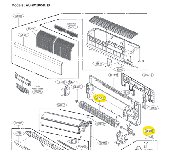Lg Air Conditioning Spare Part 5901A92441E FAN ASSEMBLY CROSS FLOW