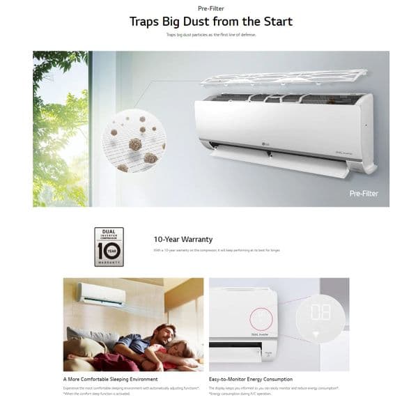 Lg Standard Plus PC09SK-NSJ+PC09SK-UA3 Wall Mounted Heat Pump 2.5Kw/9000Btu Install Kit