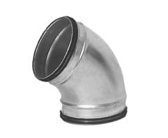 Lindab BU45 Pressed 45 Deg Elbow With Rubber Seal For Circular Spiral Ducting 80mm To 1250mm;