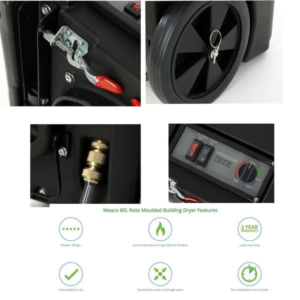 Meaco 60L Rota Moulded 60L/Day Energy Efficient Building Dryer 240V~50Hz