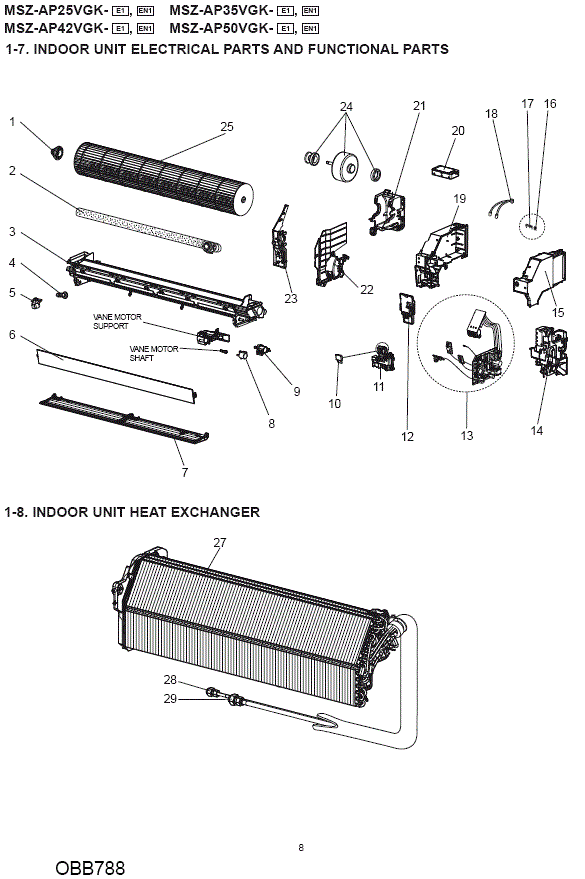 Mitsubishi Electric Air Conditioning G2W001500 333884 LINE FLOW FAN MSZ-AP25,35,50VG-E1-EN1