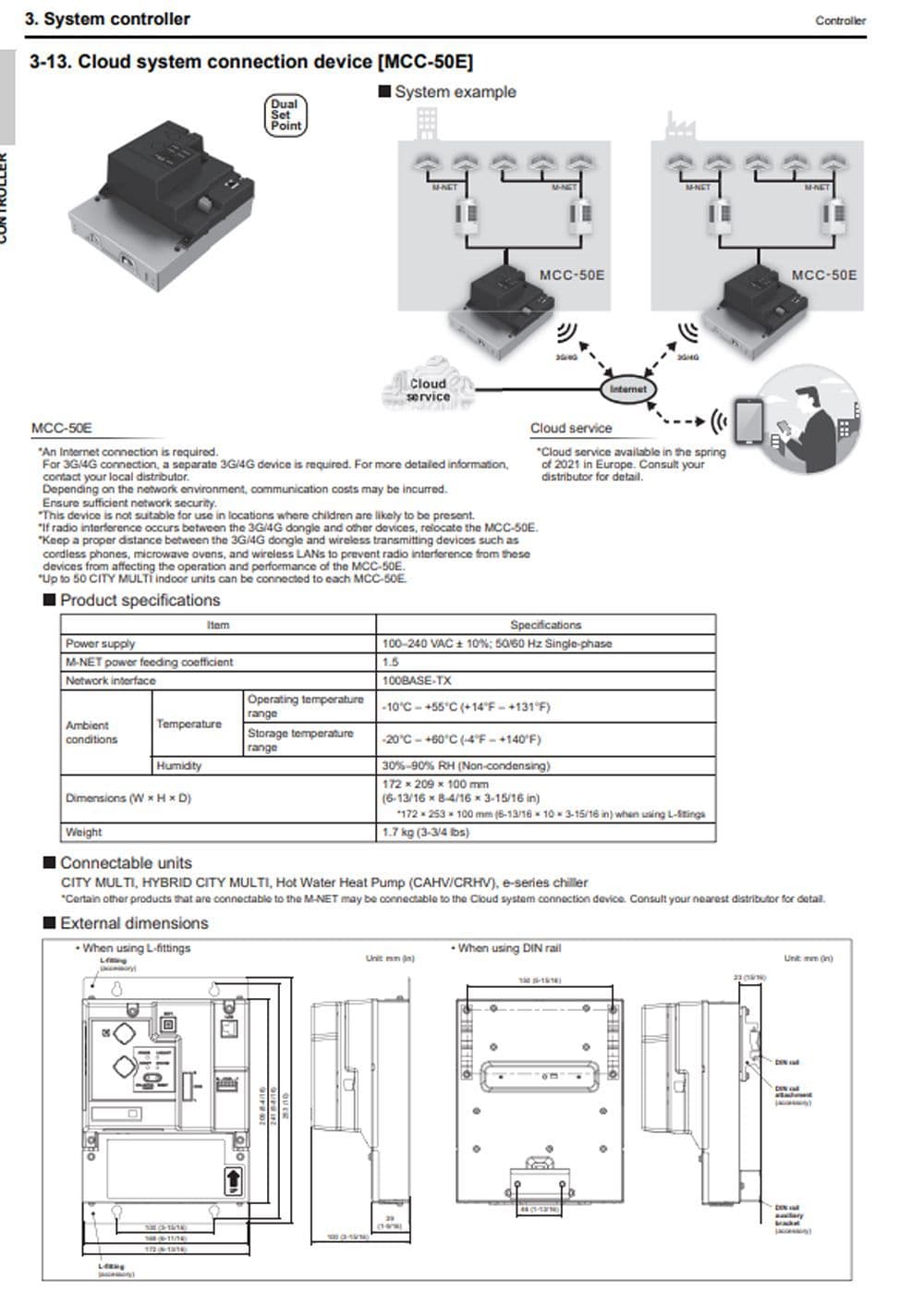 Mitsubishi Electric Air Conditioning MCC50E BEMS Interface Cloud