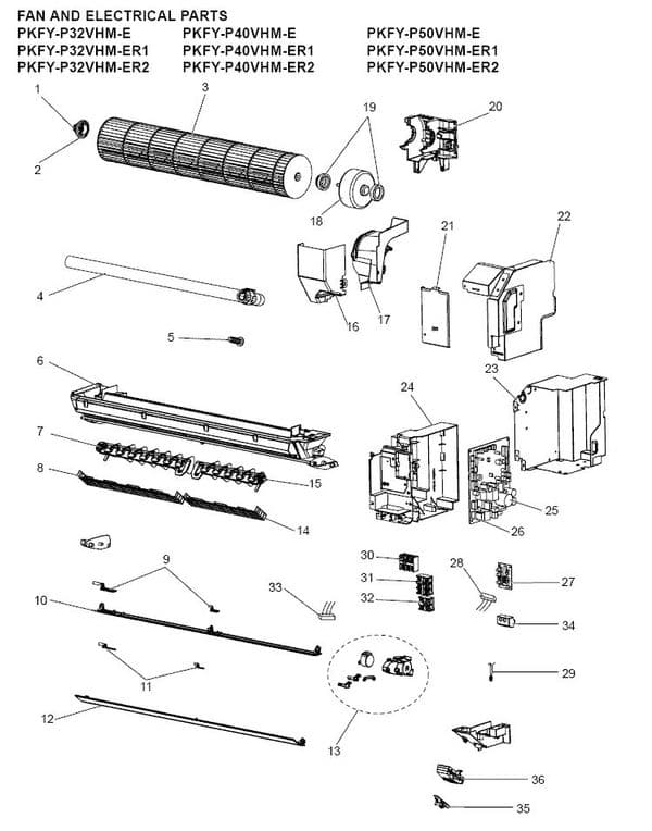 Mitsubishi Electric Air Conditioning Spare Part R01E51220 220908 FAN MOTOR PKFY-P32-50VHM-ER-1-2