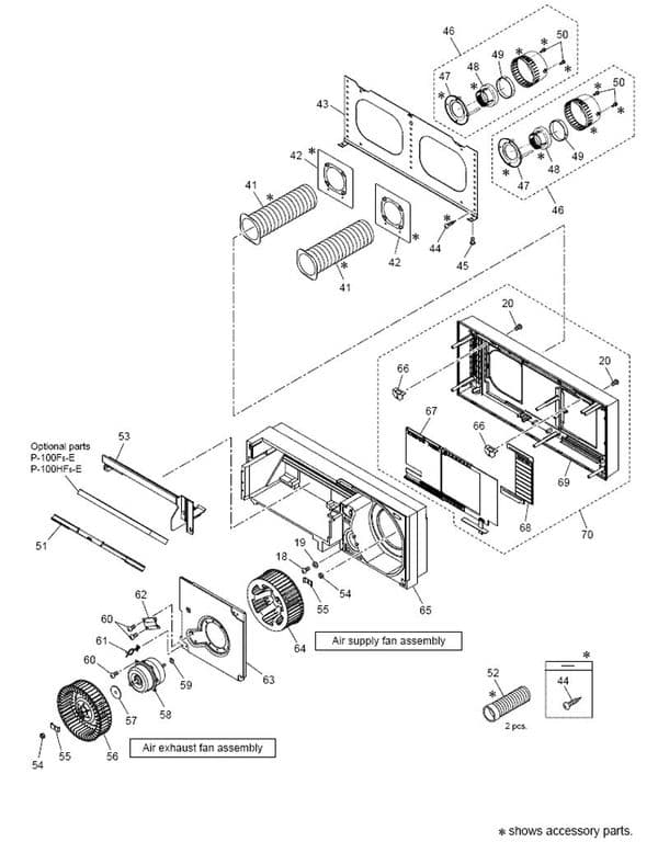 Mitsubishi Electric Air Conditioning Spare Part VL-100U5 Heat Exchange Y36004721 287342 Front panel