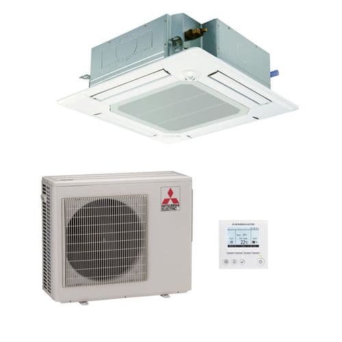 Mitsubishi Electric Air Conditioning Zubadan Inverter Heat Pump PLA-ZRP125BA2-CAS 3ph 12.5Kw/42000Btu Ceiling Cassette A+ 415V~50Hz