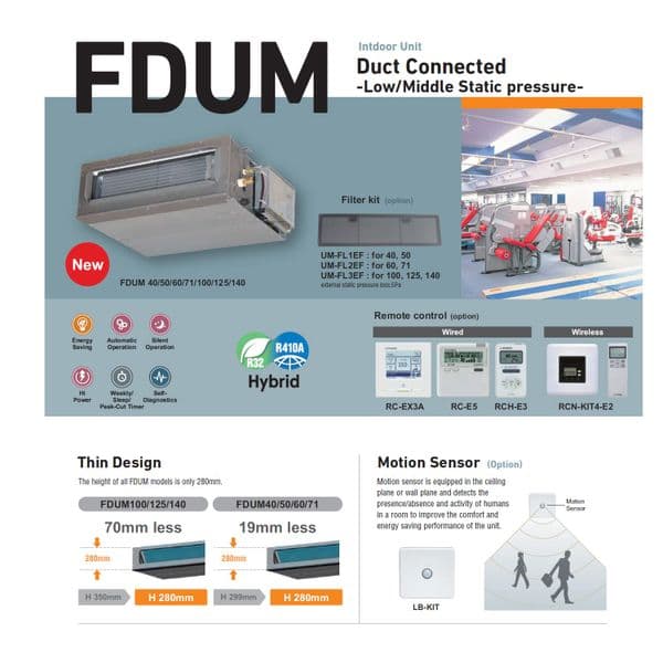 Mitsubishi Heavy Industries Air Conditioning FDUM100VH FDC100VSA-W Ducted Concealed Micro 10Kw A+ 3P