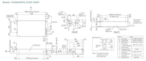 Mitsubishi Heavy Industries Air Conditioning FDUM125VH FDC125VSA-W Ducted Ceiling Micro 12.5Kw 3P