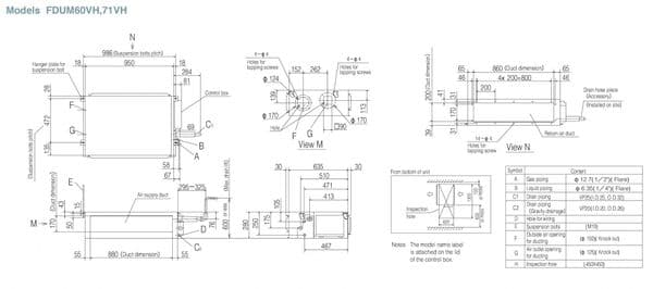 Mitsubishi Heavy Industries Air Conditioning FDUM71VH FDC71VNP-W Ducted Concealed Standard 7Kw  A+