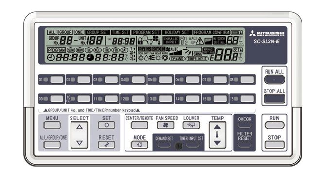 Mitsubishi Heavy Industries Air Conditioning SC-SL2NA-E Centralised controller on/off / weekly timer function for up to 64 indoor units