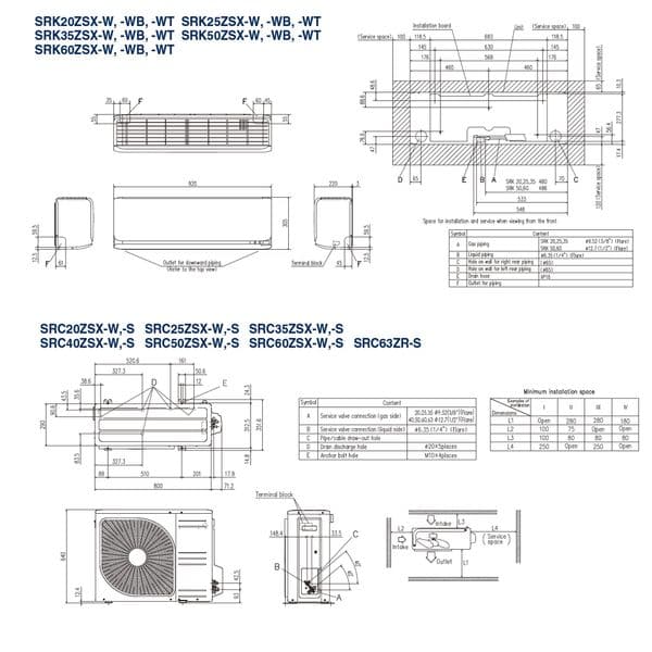 Mitsubishi Heavy Industries Air Conditioning SRK60ZSX-WF Wall Diamond+ Wi-Fi 6Kw Indoor Unit