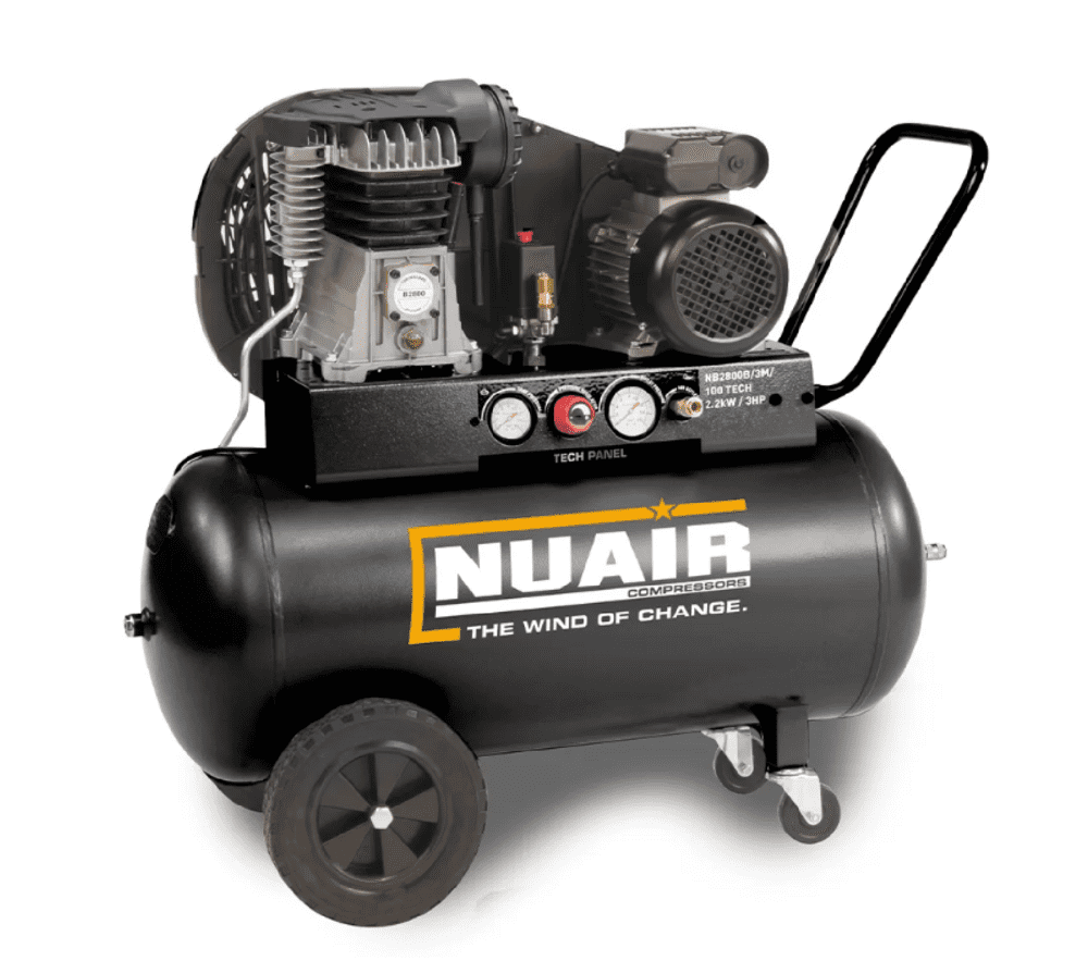 NUAIR B2800B TECH-PRO UK Portable Air Compressor 100L 3HP 10 Bar 230V
