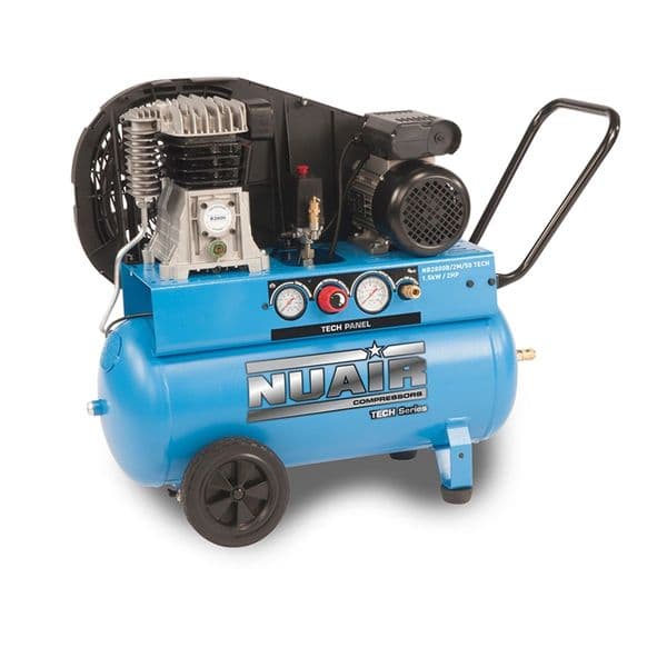 NuAir S-28DA4C4FPS060 NB2800B/50/2M Tech Portable Air Compressor Belt Drive 50L Receiver 9CFM 110V