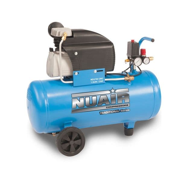 NuAir S-FCDC404FPS503 ND2/50CM2 Portable Air Compressor Direct Drive 50 Litre Receiver 7.4CFM