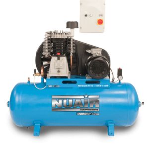 NuAir S-N1NN905FPS019 Belt Driven Lubricated Workshop Series NB10/270 FT10 Stationary Air Compressor