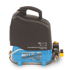 NuAir Vento OM200/6 Silenced Portable Air Compressor Direct Drive Oil Free 4.1 CFM 240V~50hZ