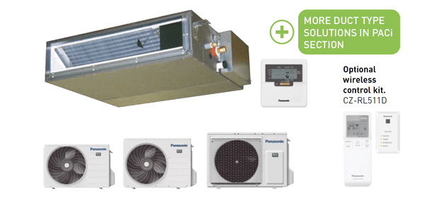 Panasonic Air Conditioning CS-Z25UD3EAW Low Static Ducted Heat Pump R32 2.5Kw/9000Btu A+ 240V~50Hz